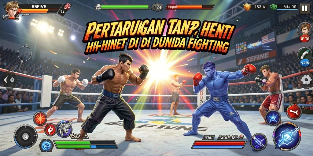 Tangkapan layar utama gameplay pertarungan seru di 55FIVE.