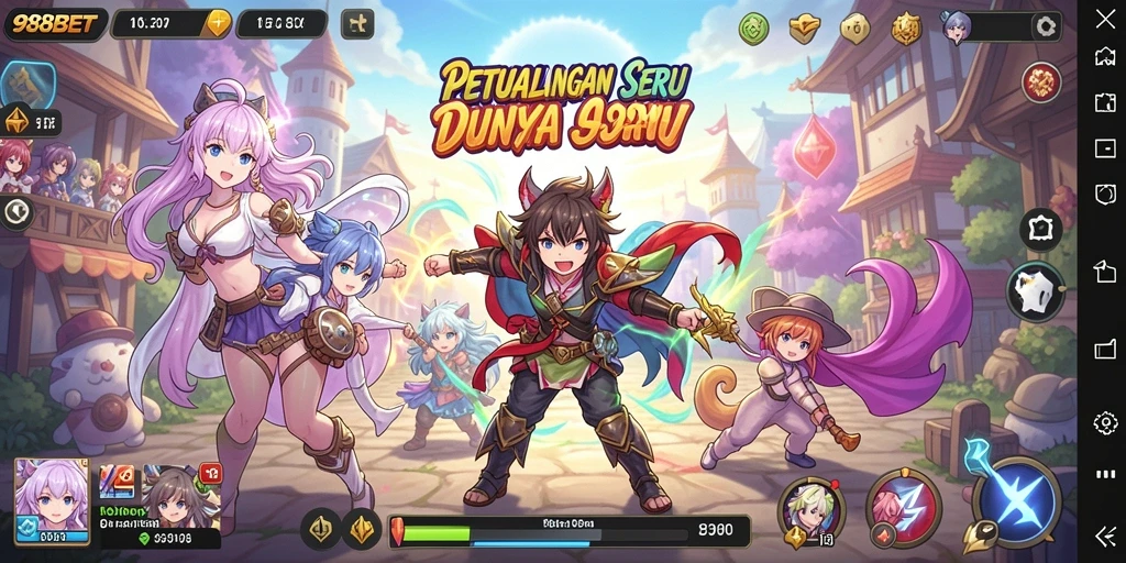 Screenshot menampilkan aksi seru di gameplay 988BET dengan karakter Anime.