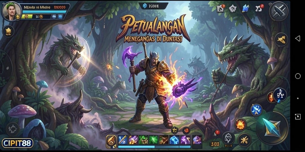 Tangkapan layar utama CIPIT88 menampilkan aksi petualangan seru saat eksplorasi dunia.