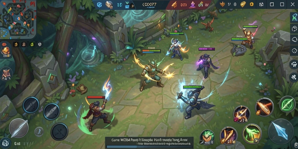 Tampilan gameplay COO77 yang menarik dalam pertarungan MOBA.