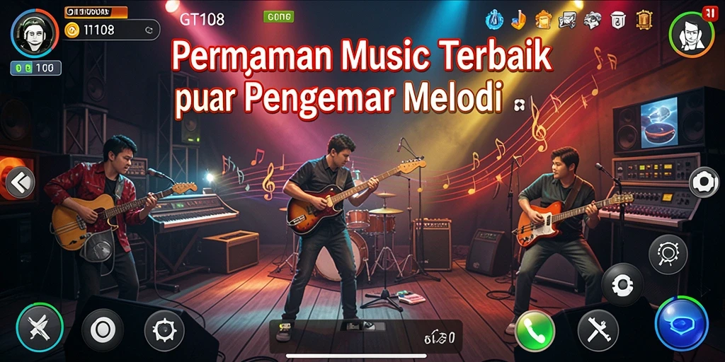 Tampilan gameplay seru GT108 di tengah pertarungan melodi.