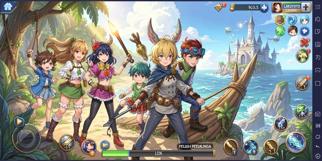 Menampilkan gameplay seru di dunia anime yang penuh warna.