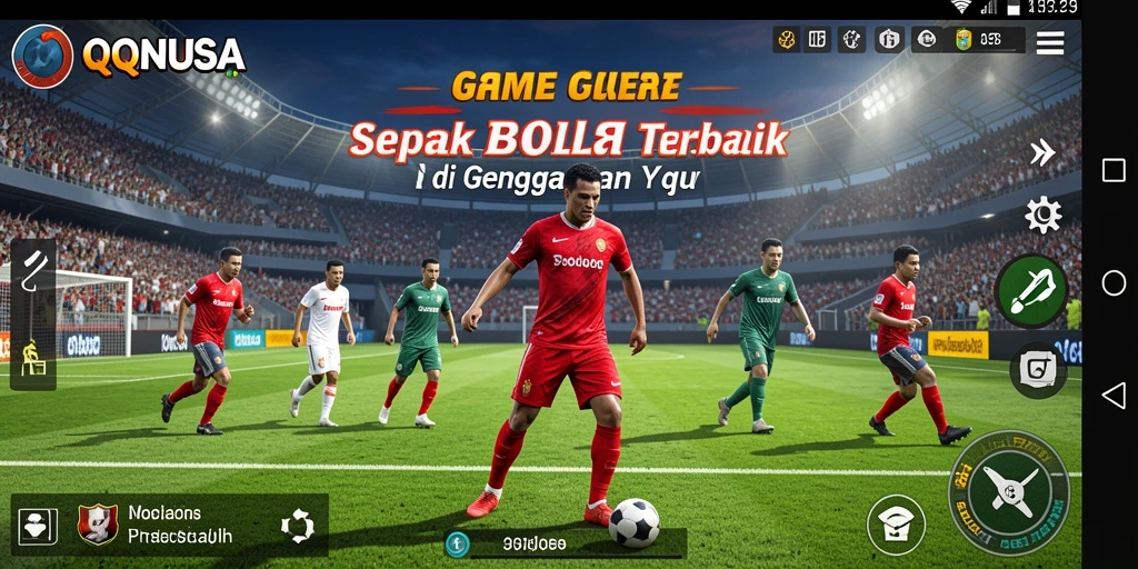 Gameplay QQNUSA yang mendebarkan dan penuh aksi sepak bola.