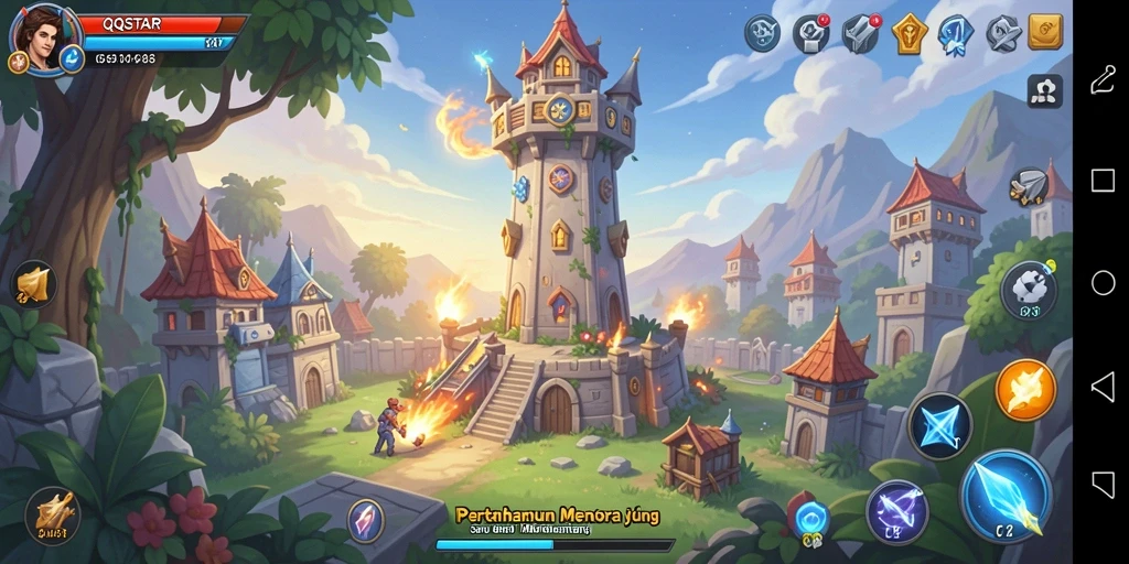 Tampilan gameplay seru di <strong>QQSTAR</strong> menampilkan strategi menarik dalam Tower Defense.