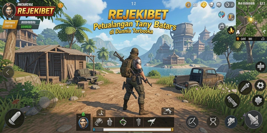 Melihat pemain menjelajahi dunia terbuka REJEKIBET yang penuh petualangan.