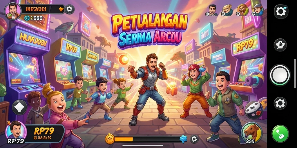 Screenshot gameplay penuh warna RP79 menampilkan aksi menarik di dunia Arcade.