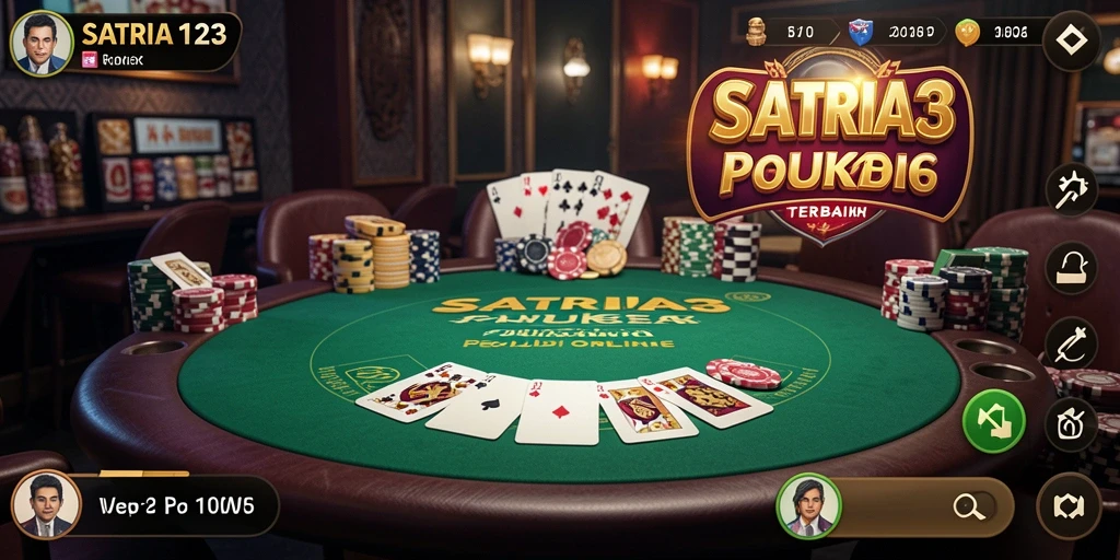 Tampilan menarik dari gameplay Poker yang mendebarkan di SATRIA123.
