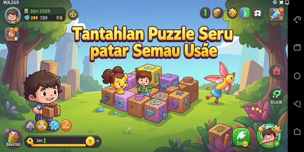 Screenshot utama WA369 menampilkan tantangan Puzzle yang seru dan menarik.