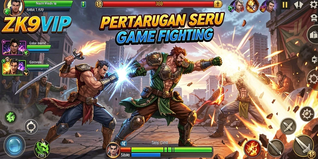 Gameplay <strong>ZK9VIP</strong> menampilkan pertarungan seru dengan karakter unik.